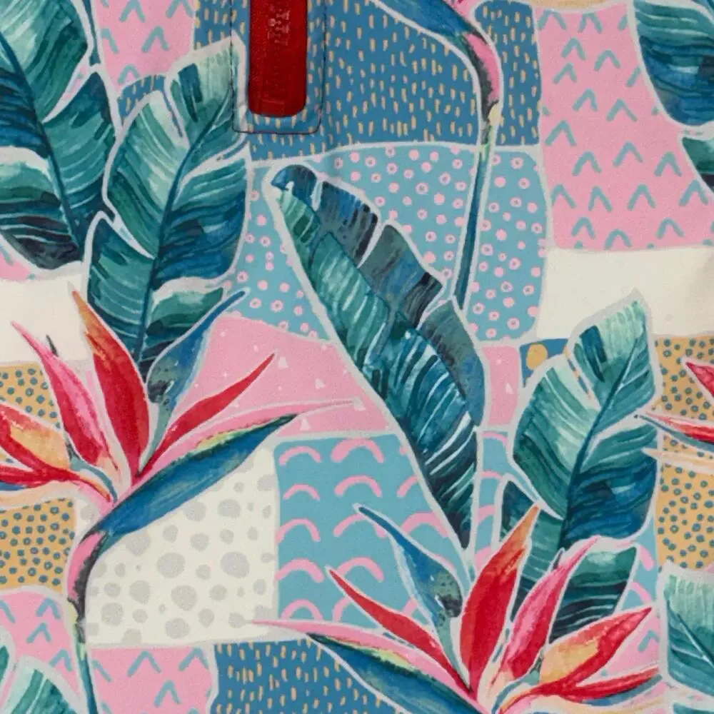 Tropical Print Medium Long Sleeve One-Piece Swimsuit